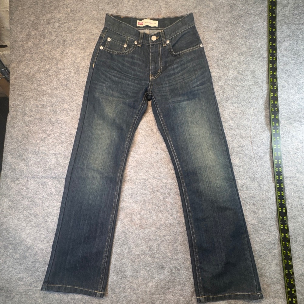 Levis 505 Regular Kids Jeans Dark Wash Slim Fit Size 12 Slim W24 L26 Adjustable